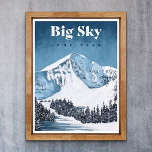 Big Sky Poster -Montana Ski Poster - Ski Montana - Montana Travel Poster - Ski Decoration - Ski Art