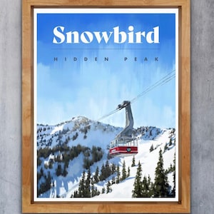 Snowbird Poster - Hidden Peak -Utah Ski Poster - Utah Travel Poster - Ski Utah - Utah Ski Art - Ski Decoration - Cabin Decoration