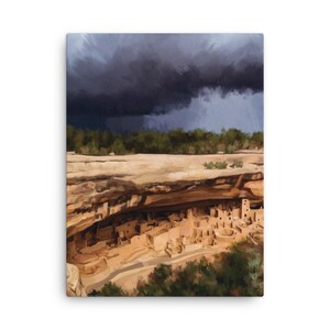 Parque Nacional de Mesa Verde, Pintura de Mesa Verde, Arte de Parques Nacionales, Impresión de Parques Nacionales, Lona de Parques Nacionales, Pintura de Viajes de Colorado