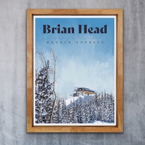 Brian Head Poster - Navajo Express -Utah Ski Poster - Utah Travel Poster - Ski Utah - Utah Ski Art - Ski Decoration - Cabin Decoration