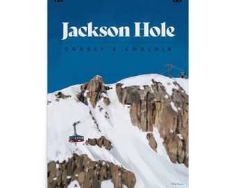 Jackson Hole Poster - BIG -Wyoming Ski Poster - Wyoming Travel Poster - Ski Wyoming - Ski Decoration - Ski Art