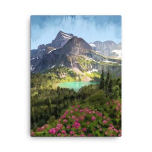 Glacier National Park, Glacier National Park Painting,National Parks Art, National Parks Print, National Parks Canvas, Montana Travel Poster