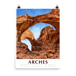 Arches National ParkNational Park Poster Travel Poster Utah Travel Poster National Park Art United States Poster Vintage Poster Arches Utah