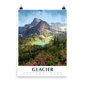 Glacier National Park National Park Poster Reise Poster National Park Art USA Poster Vintage Poster Montana National Park
