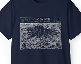 Mount Rainier National Park Hand-Drawn Map T-Shirt