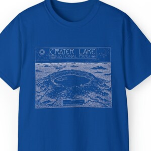 T-shirt Carte dessinée à la main du parc national de Crater Lake