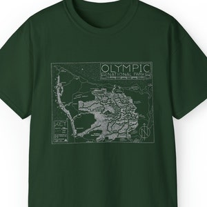 T-shirt Carte dessinée à la main du Parc National Olympique