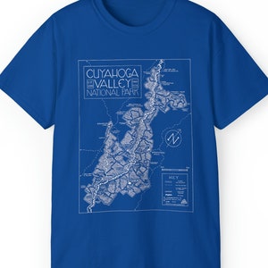 T-shirt avec carte dessinée à la main du parc national de la Vallée de Cuyahoga