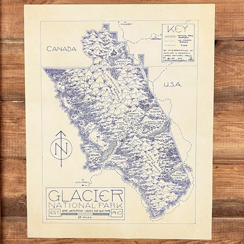 Vintage Map of GLACIER National Park Print Vintage Montana - Etsy
