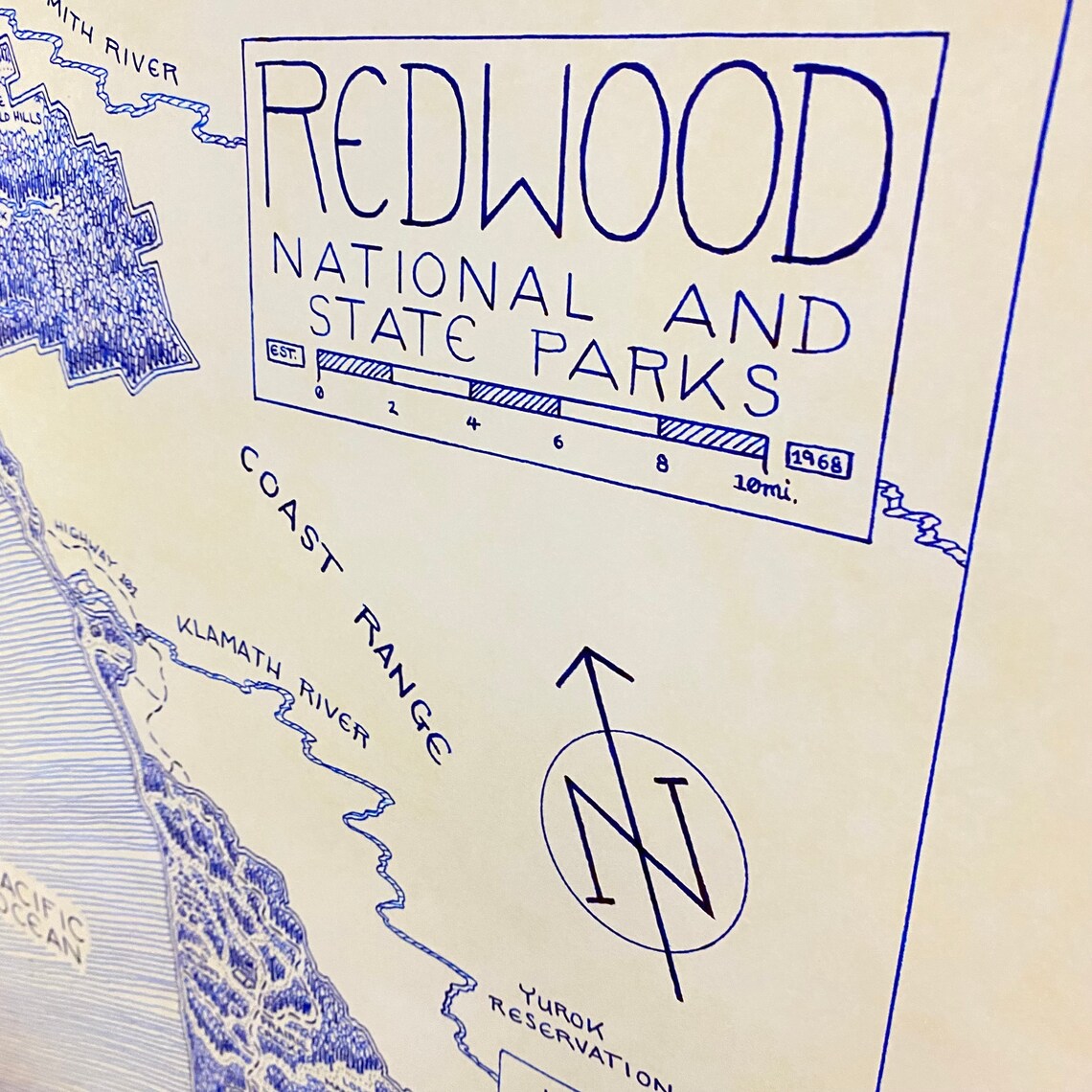 Redwood National &amp; State Parks Hand-drawn Map Print by - Etsy