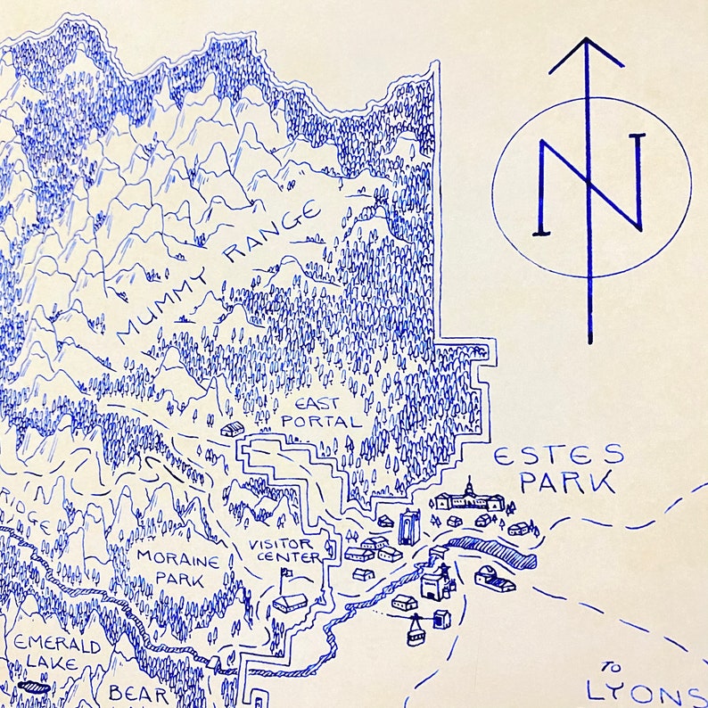 Rocky Mountain National Park Hand-drawn Map Print by - Etsy