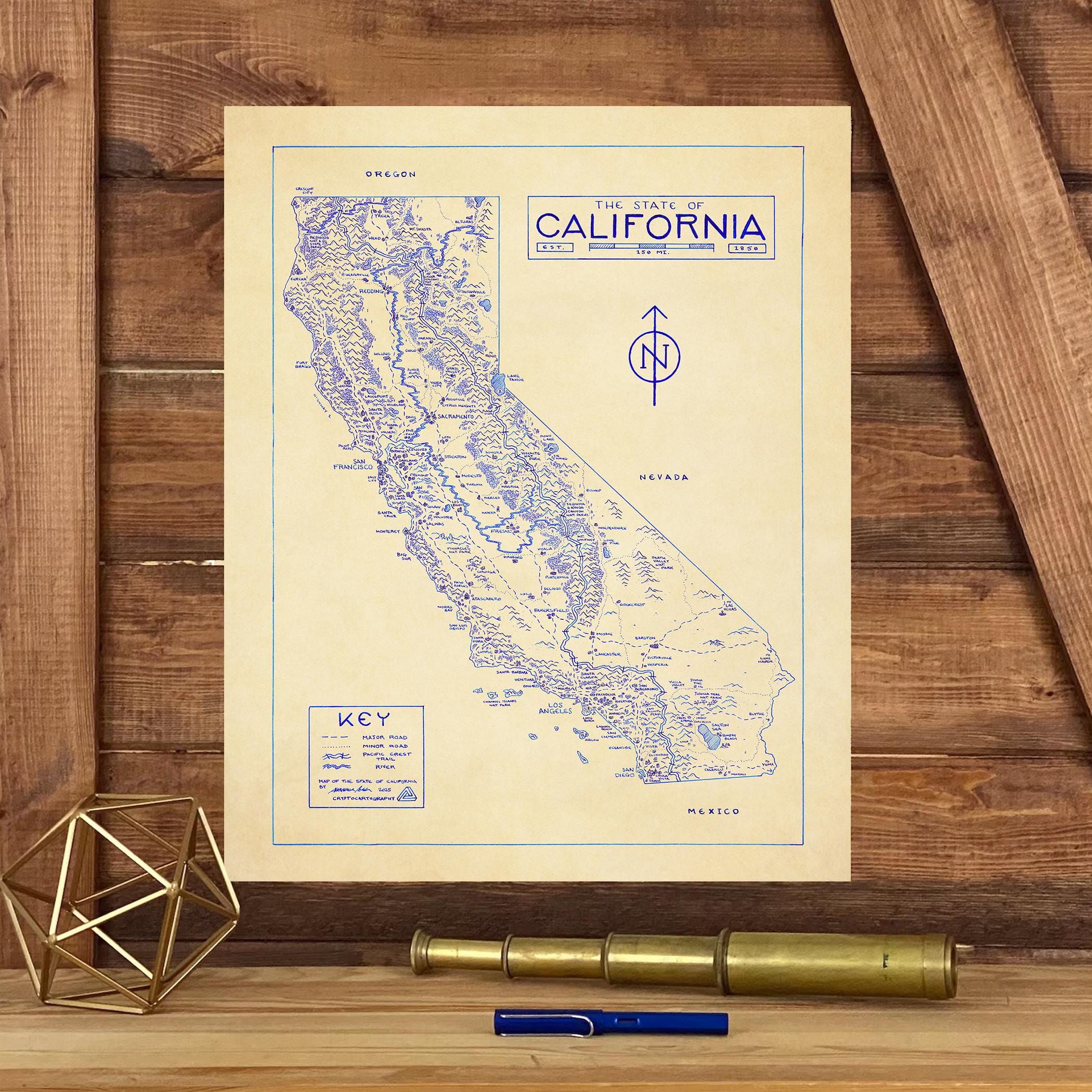 カリフォルニアの地図 - Etsy 日本