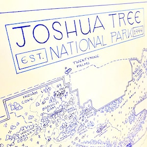 Joshua Tree National Park Map Hand-drawn by Cryptocartography | Map of ...