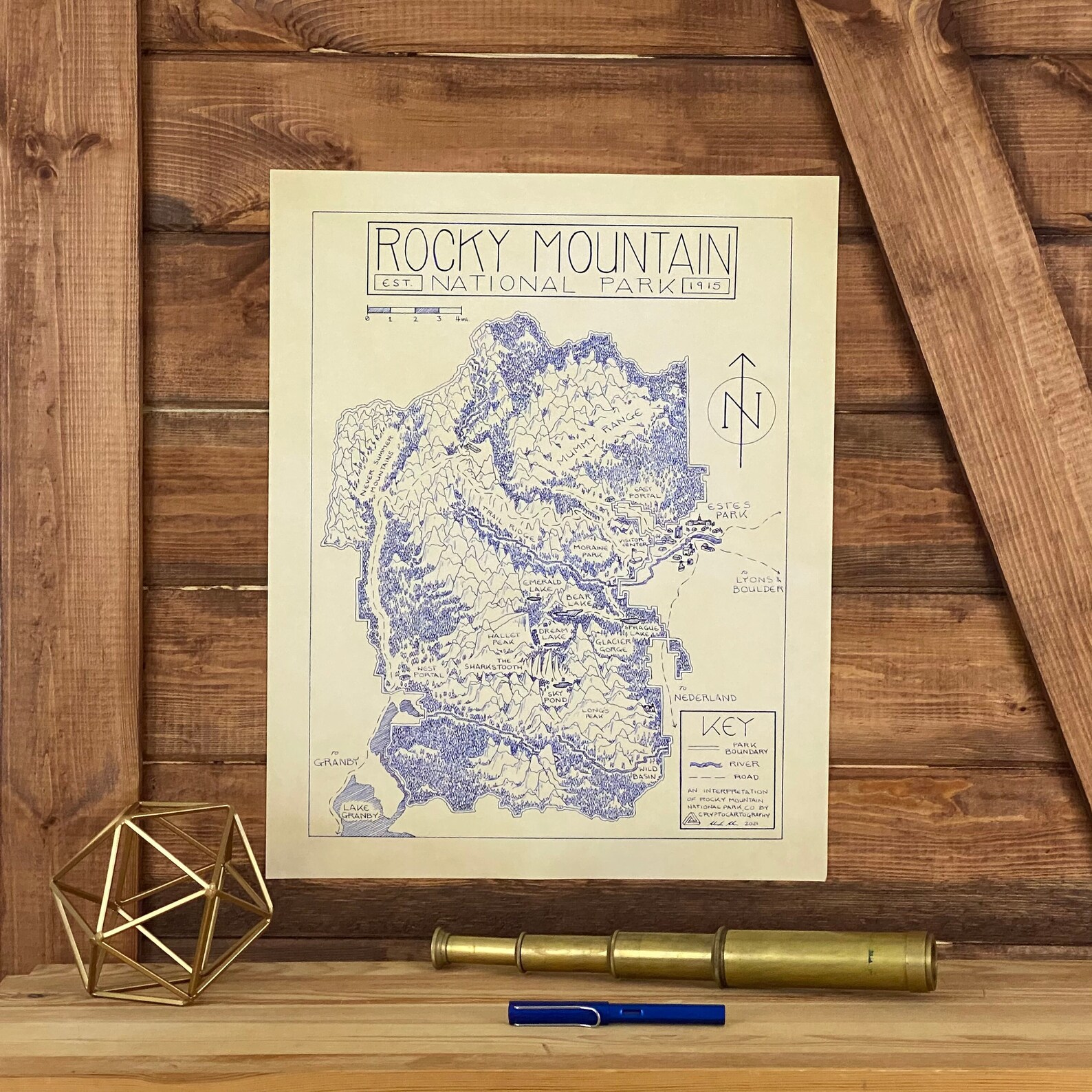 Rocky Mountain National Park Hand-drawn Map Print by - Etsy