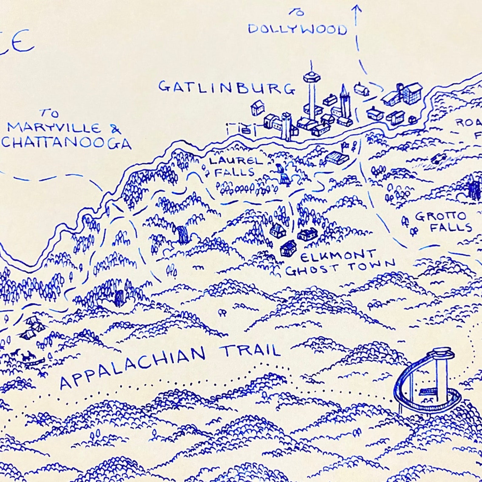 Great Smoky Mountains National Park Hand-drawn Map Print by | Etsy
