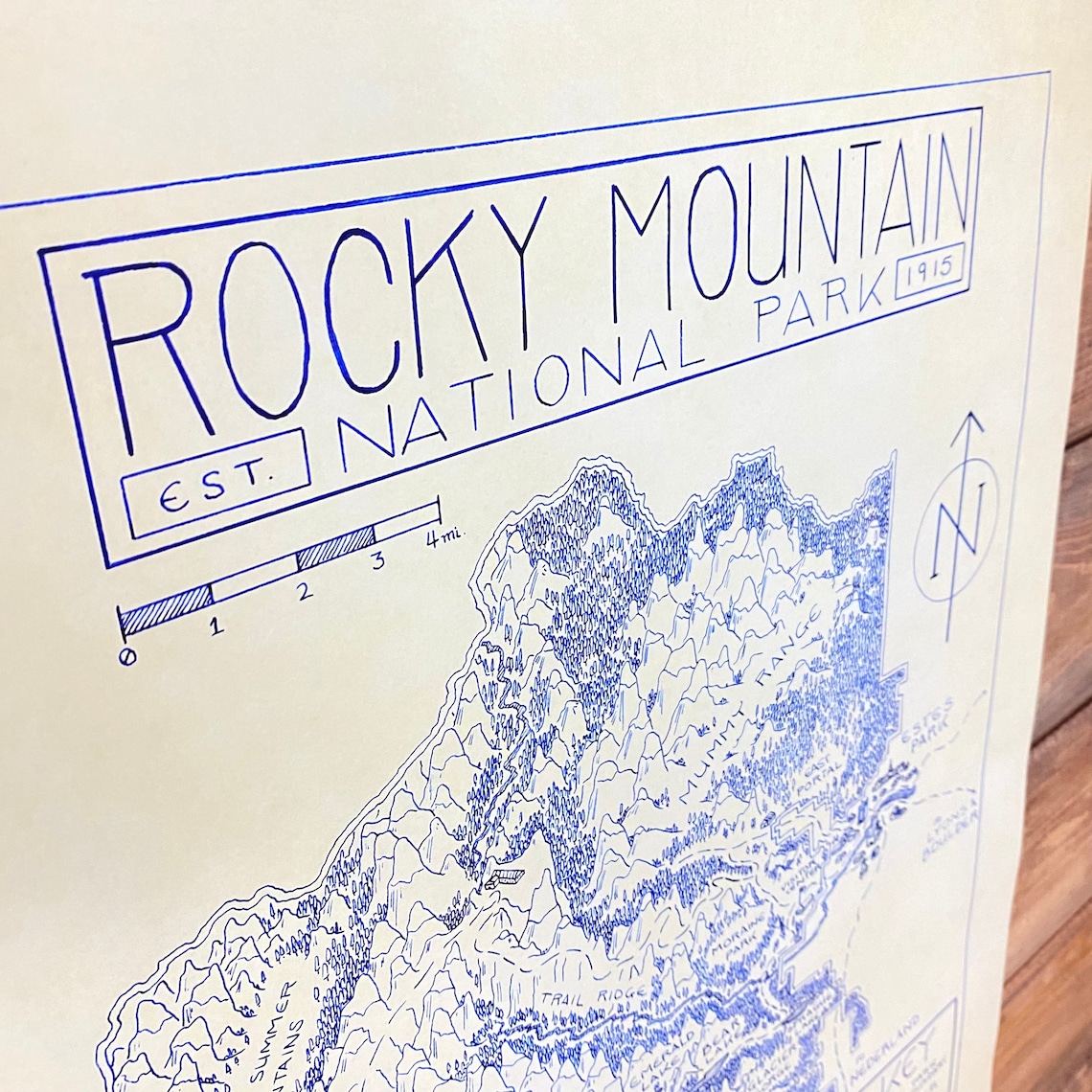 Rocky Mountain National Park Hand-drawn Map Print by - Etsy