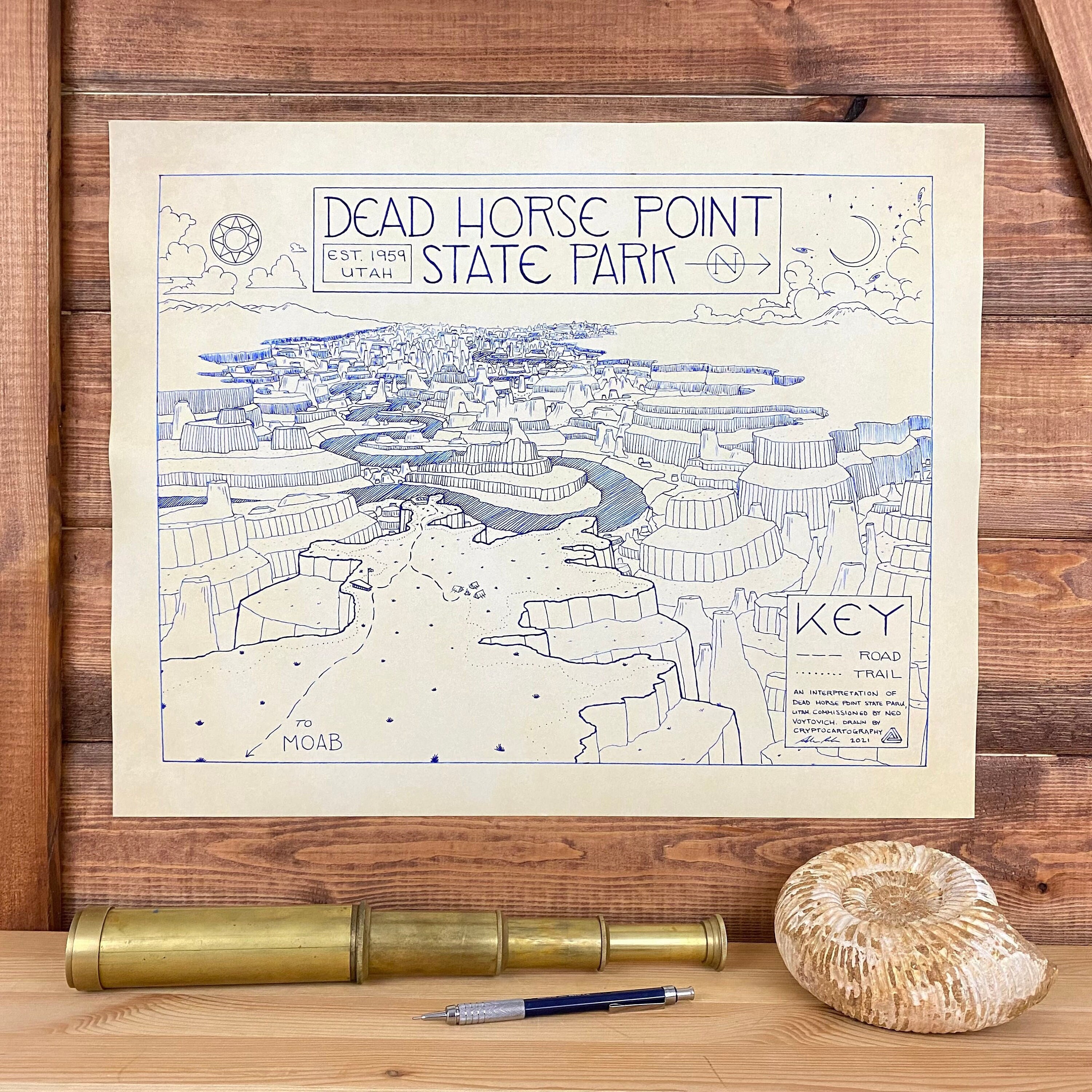 Dead Horse Point State Park Map Hand-drawn by Cryptocartography | Map ...