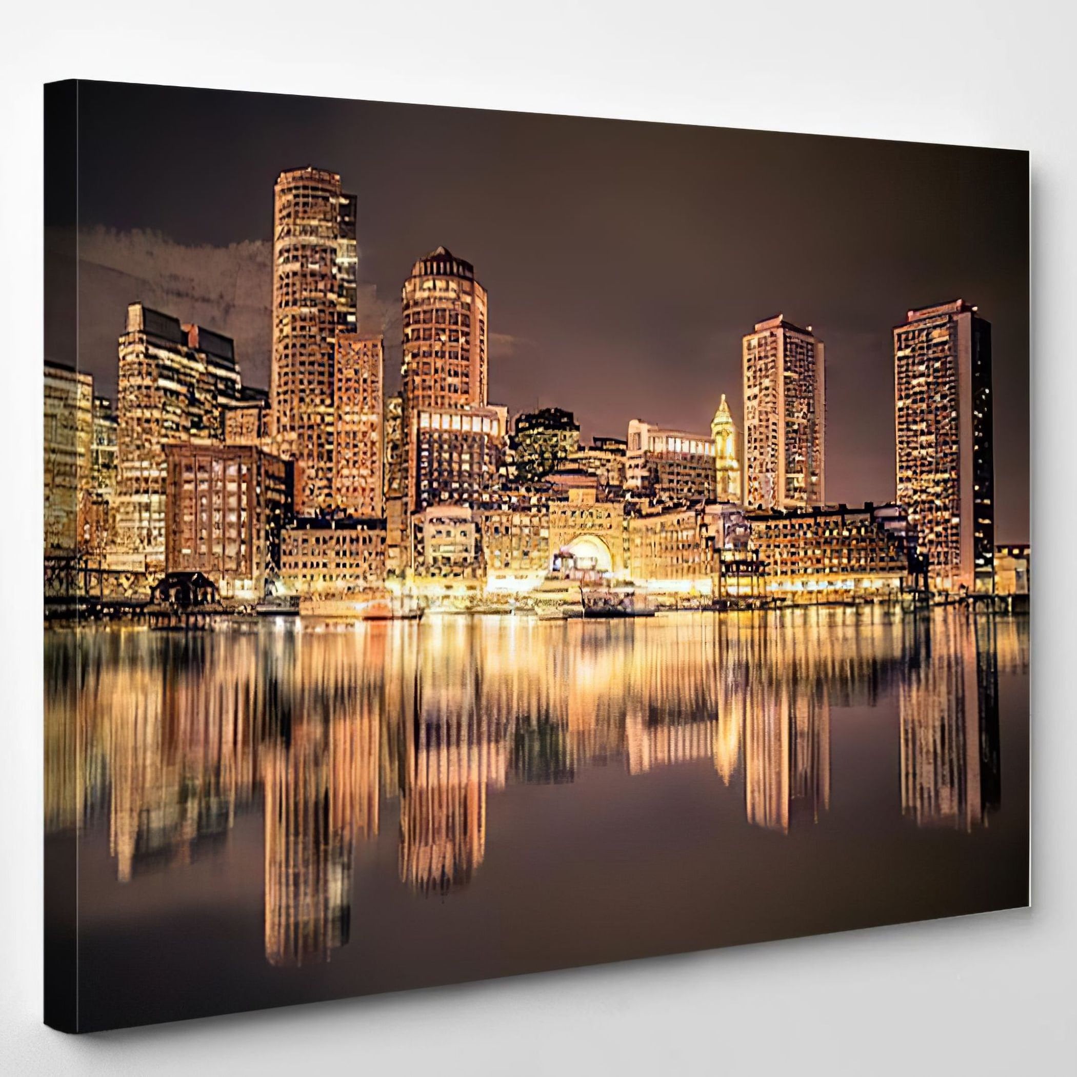 Boston Skyline Canvas Art Wall Decor 3 5 Piece Panel Canvas Etsy