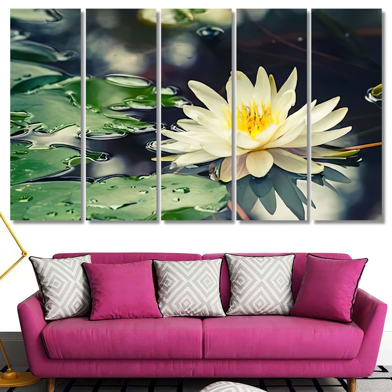 Lotus Flower Canvas Art Wall Decor 3 5 Piece Panel Canvas Etsy