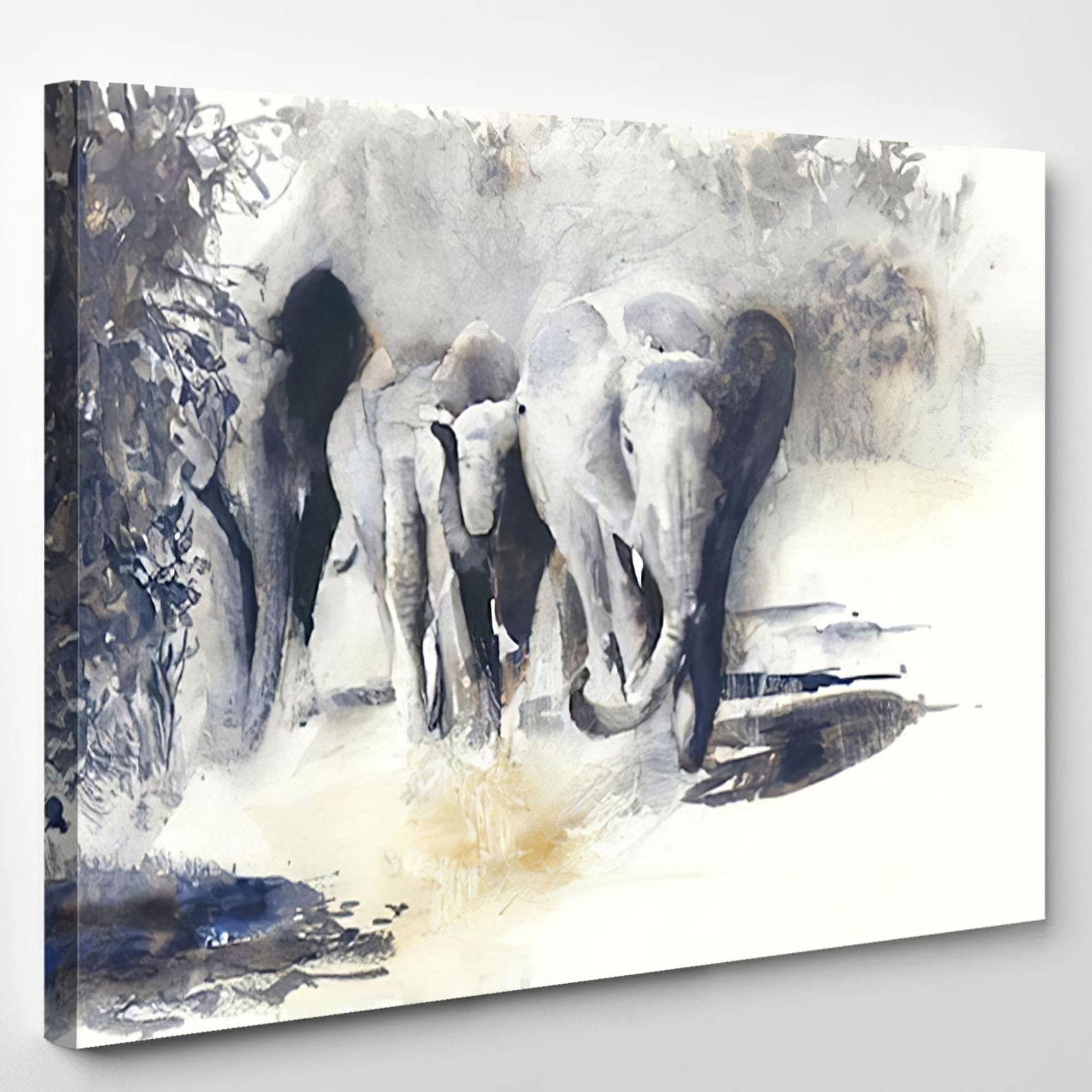 Painted Elephants Canvas Art Wall Decor 3 5 Piece Panel Etsy