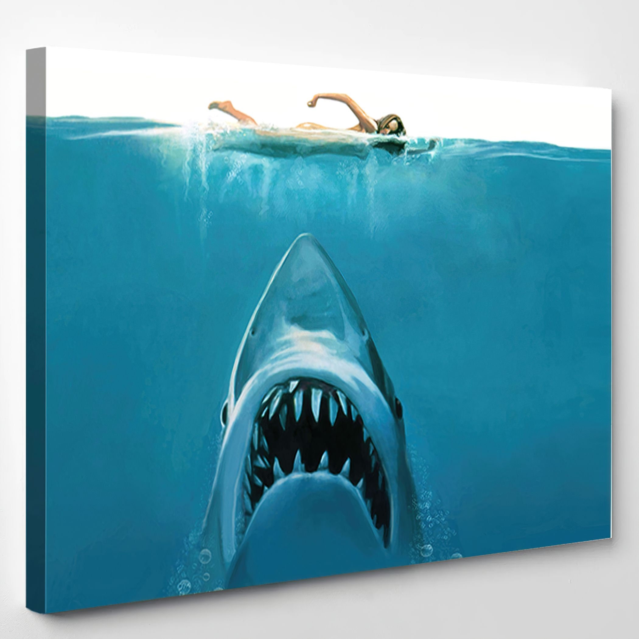 Jaws Shark Movie Canvas Art Wall Decor 3 5 Piece Panel Etsy