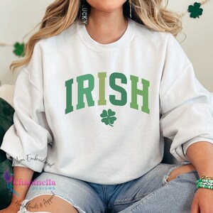 St. Patrick&#39;s Irish Sweatshirt, Trendy St. Paddy&#39;s Shamrock Clover Sweater Crewneck, Gifts for Irish Celebration