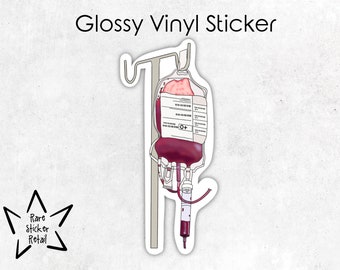 Blood Bag Sticker, Glossy Vinyl IV Sticker