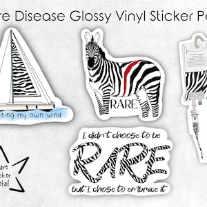 Rare Disease Awareness Water Bottle Vinyl Sticker Bundle Pack, Zebra Rare Disease Gift for Patient, Hydroflask Stickers, Laptop Decal