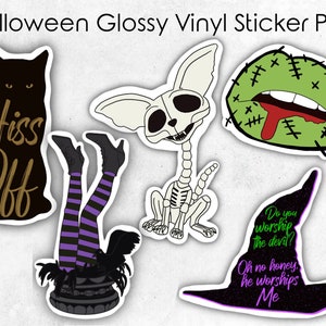 Halloween Water Bottle Sticker Pack and Bundle, October Laptop Decals, Gift for Halloween-Lover, Laptop Stickers