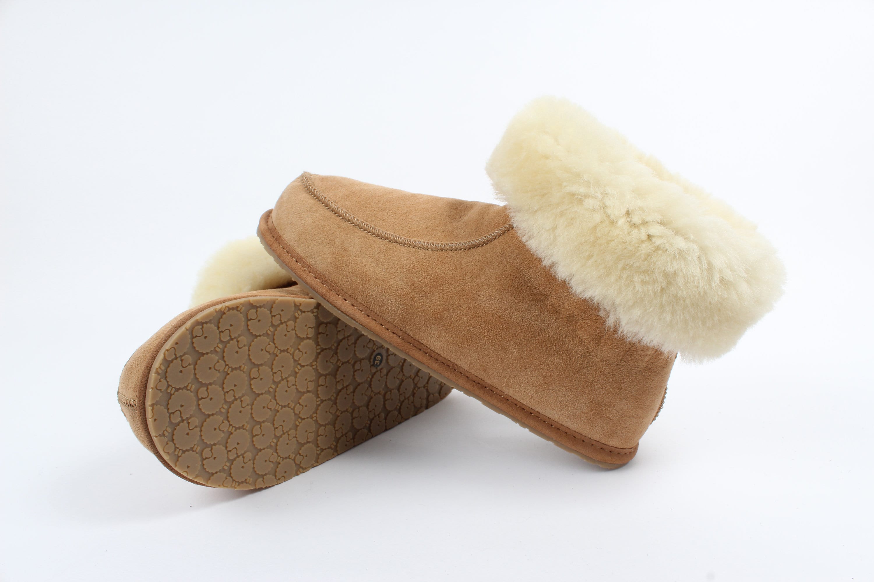 Womens Luxury Handmade 100% Golden Real Sheepskin Suede Fur Slippers EVA  Sole LV
