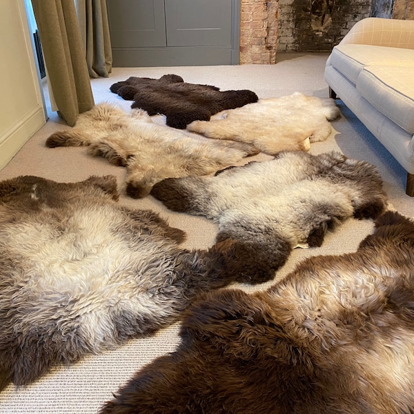 Raro tappeto british sheepskin (marrone, grigio, cappuccino) #2