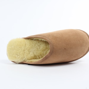 Men's Handcrafted Sheepskin 100% Slippers slip-on beige or grey image 8