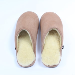 Men's Handcrafted Sheepskin 100% Slippers slip-on beige or grey Beige