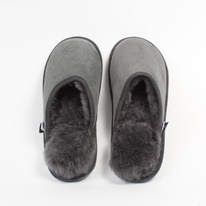 Men's Handcrafted Sheepskin 100% Slippers slip-on beige or grey Grey