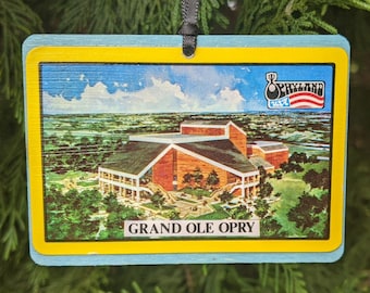 Grand Ole Opry House Opryland USA (Nashville, TN) Christmas ornament. Handmade from vintage promotional materials!