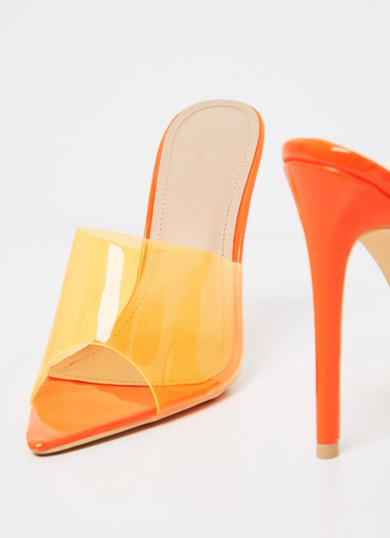 Shoes Womens Shoes Clogs & Mules Women orange pointy PVC  high heels sandals Slip on Mules euphoria style outfit 