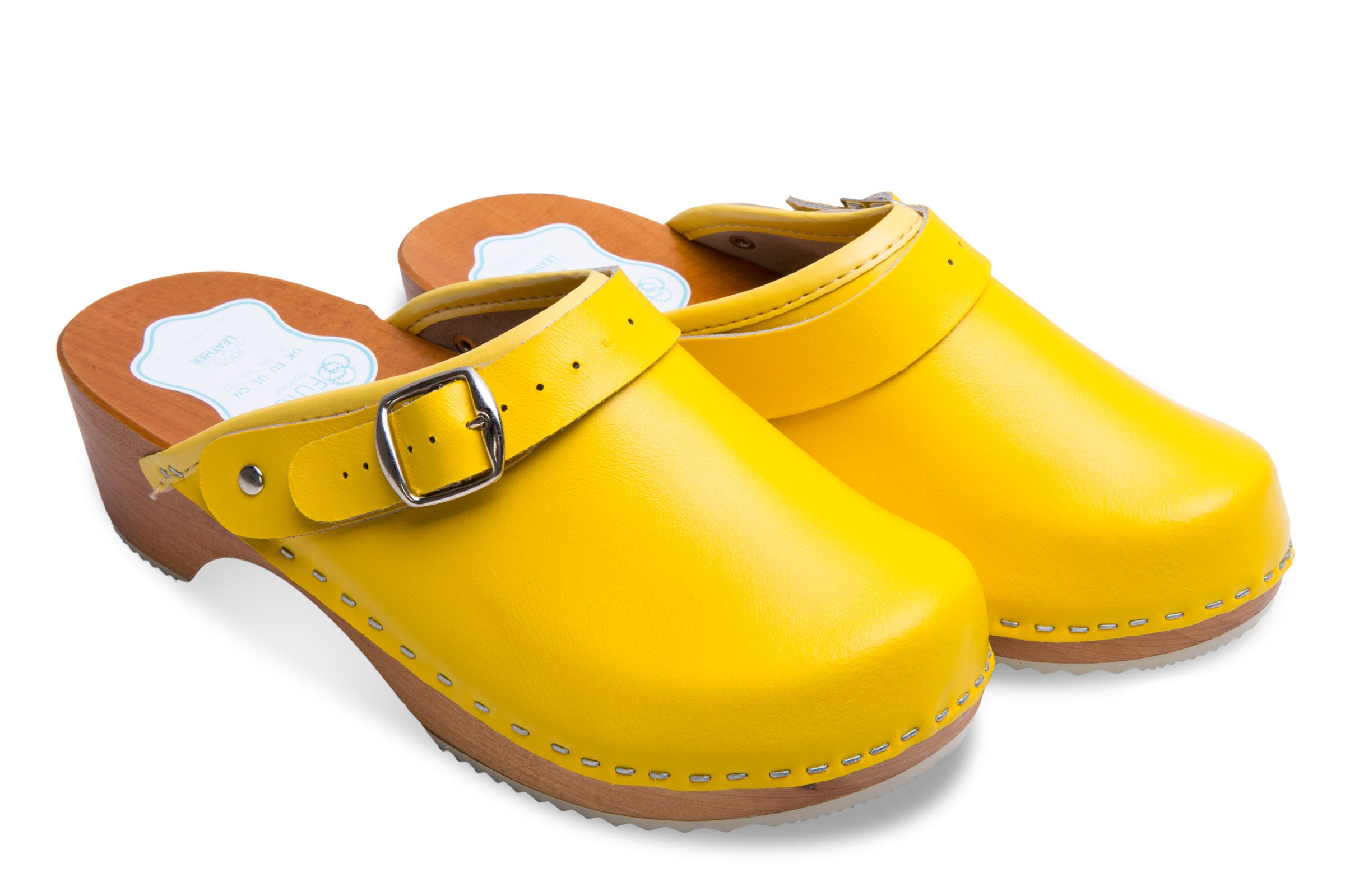 Unique Hand Made Clogs Wooden Sole Genuine Leather Shoes Sizes Etsy