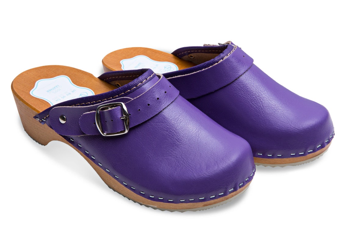 Unique Hand Made Clogs Wooden Sole Genuine Leather Shoes Sizes Etsy