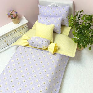 Barbie doll bedding blanket/ comforter pillow set /purple / 12” or similar size plush or doll/ 6 piece fashion doll accessories/ Handmade