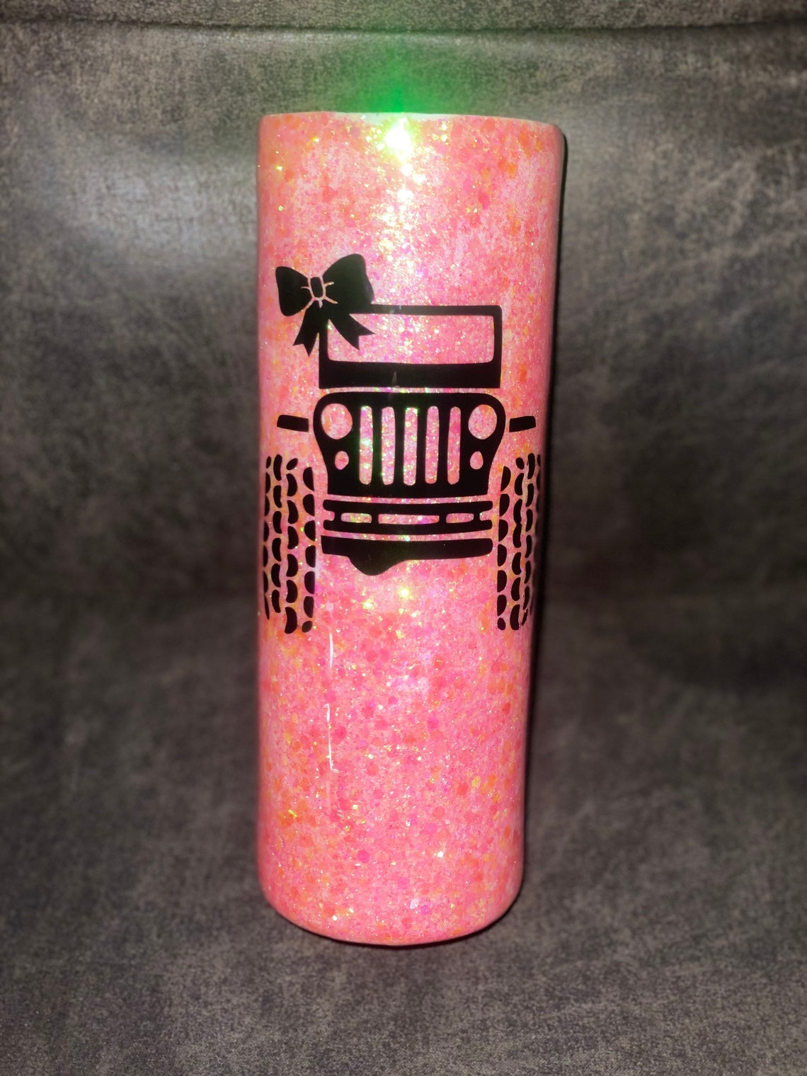Glittered Jeep Wrangler with bow tumbler Etsy