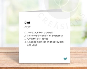 Happy Father's Day personalised definition card