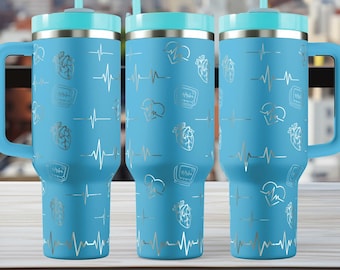 Diseño de envoltura completa para vaso de atención médica, SVG láser PNG (descarga digital)