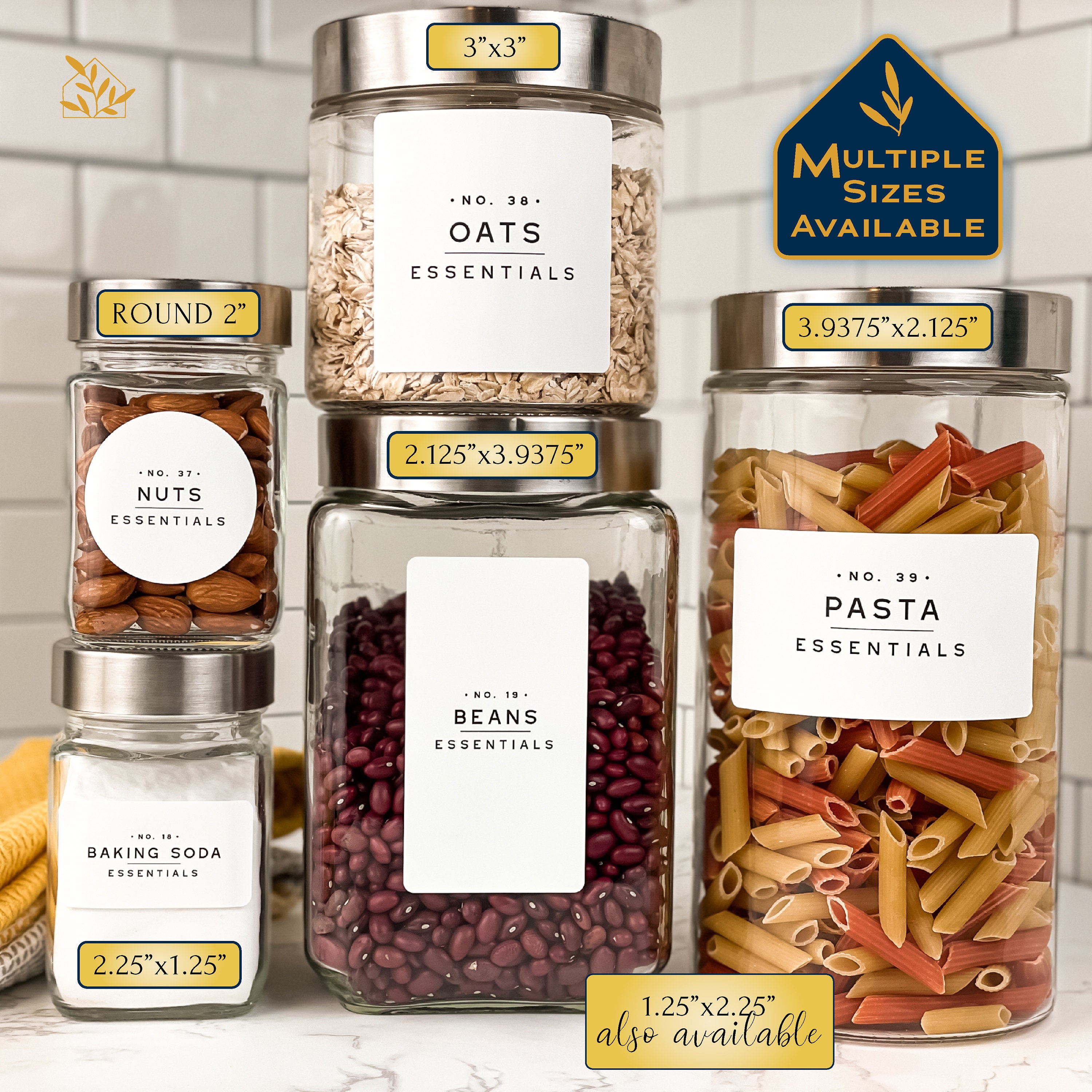 Simply Modern Pantry Essentials Labels Custom Pantry Labels Etsy