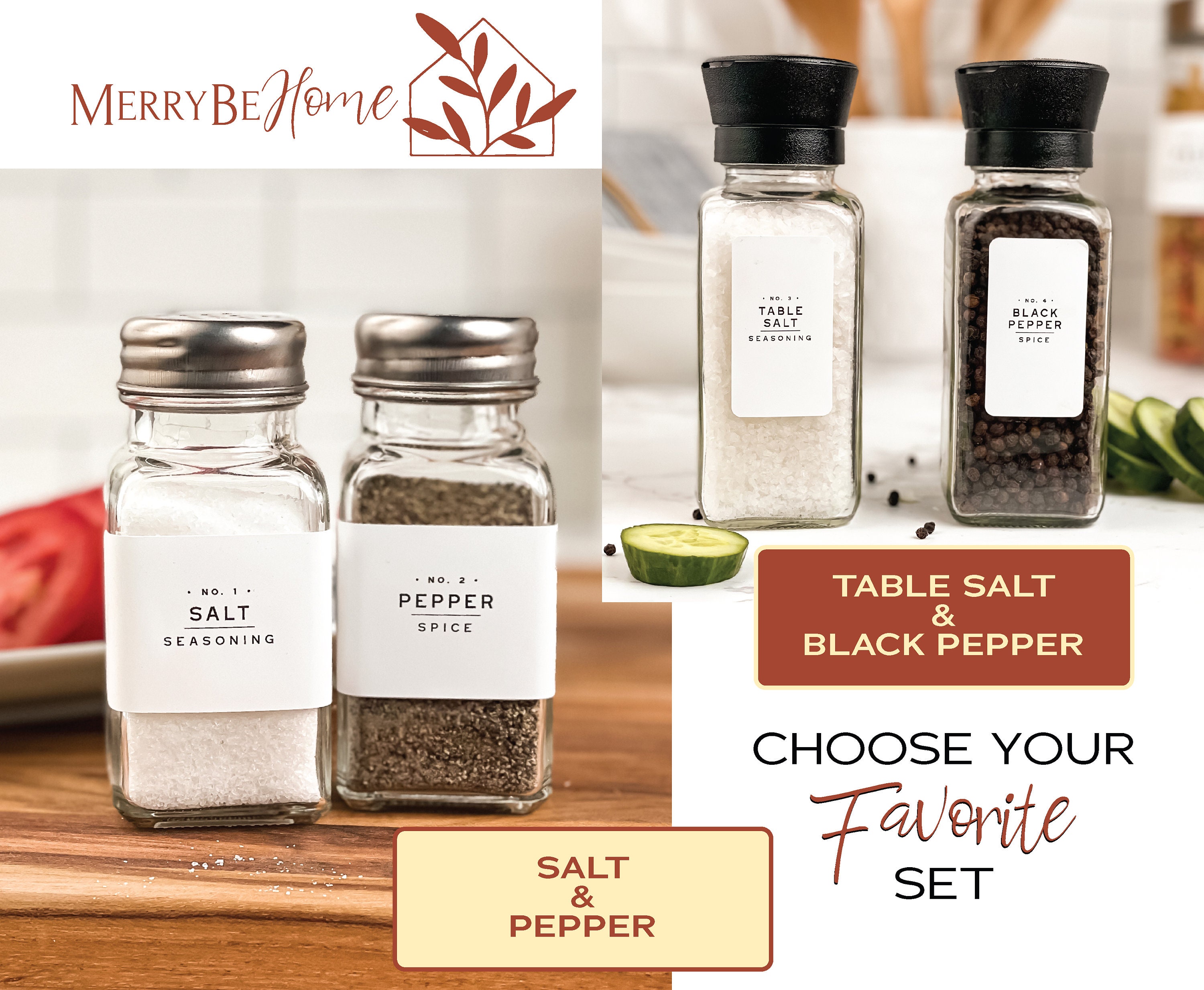 Simply Modern Salt & Pepper Labels Kitchen Storage Labels Etsy