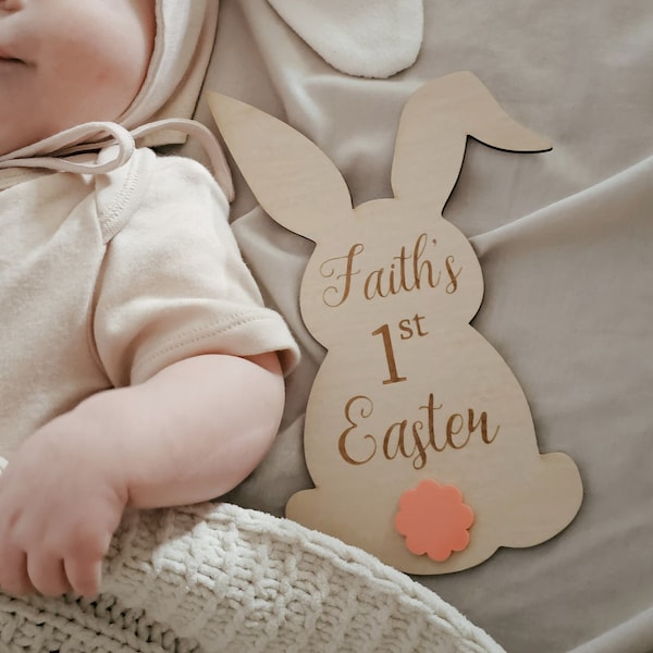 Personalised My First Easter Plaque - First Easter Sign - Easter Keepsake - Custom Easter Plaque - Easter Bunny - Baby Photo Prop- Milestone