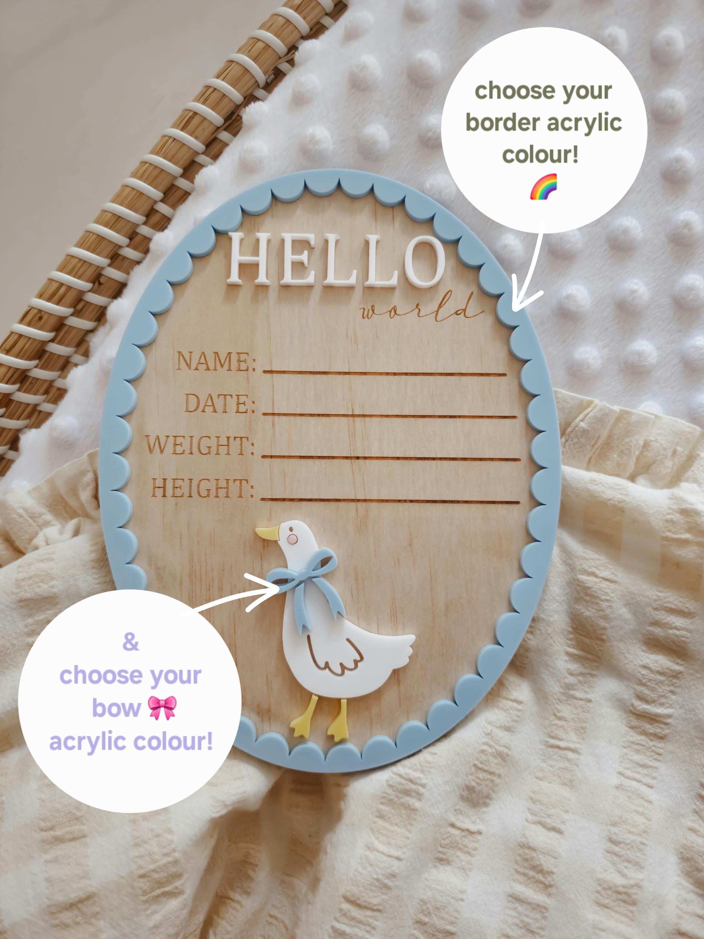 Hello World Birth Announcement Plaque - Baby Announcement Plaque ...