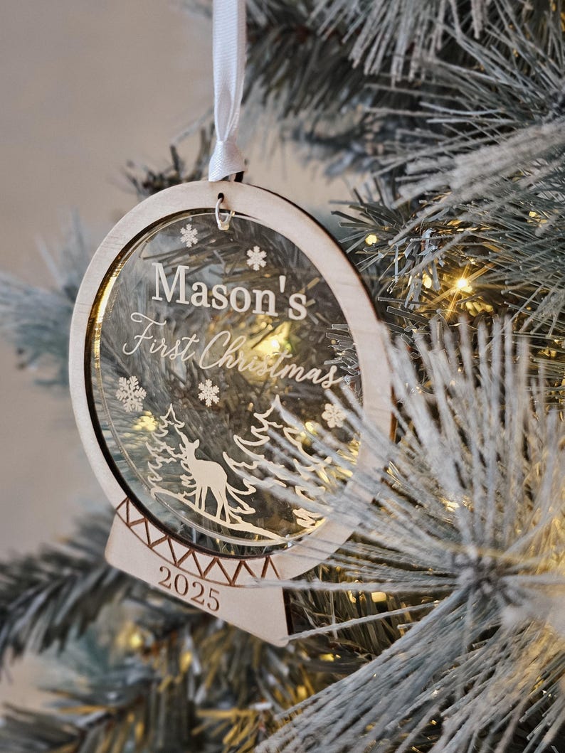 Personalised First Christmas Ornament - 1st Christmas - My First Christmas - Snowglobe - Custom Christmas Ornament - Personalized Bauble image 7