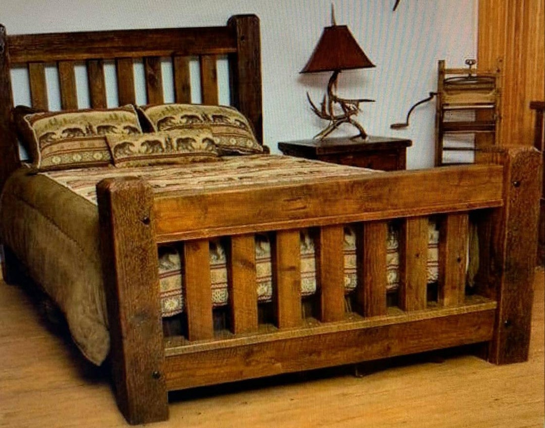 Rustic oak on sale bed frame