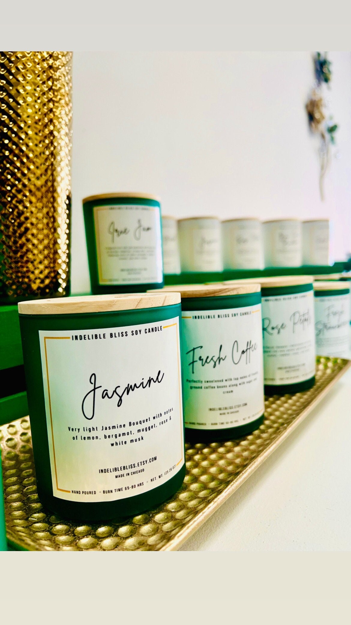 FRENCH MARKET CANDLE Floral & Musk Candle White/green Jar With Wooden