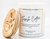 COFFEE CANDLE| Coffee scented candle| Fresh Coffee Candle | White jar with wooden lid| Coffee Beans| Roasted Coffee| Coffee| Housewarming